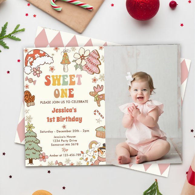 Invitation Christmas Cookie Sweet One 1st Birthday Photo (Créateur téléchargé)