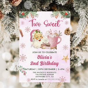Invitation Christmas Cookie Two Sweet 2nd Birthday Party