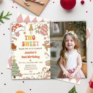 Invitation Christmas Cookie Two Sweet 2nd Birthday Photo