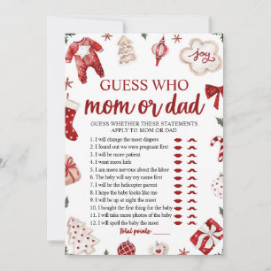 Invitation Christmas Devinez Qui maman ou papa Baby shower Je