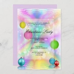 Invitation Christmas Disco Baubles Noël