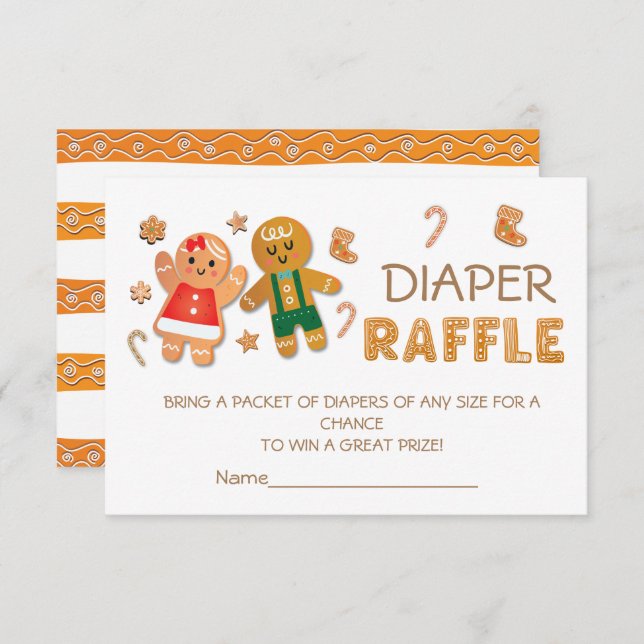 Invitation Christmas Gingerbread Cookie Diaper Raffe (Devant / Derrière)