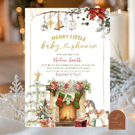 Invitation Christmas Holiday Fireplace Baby Shower