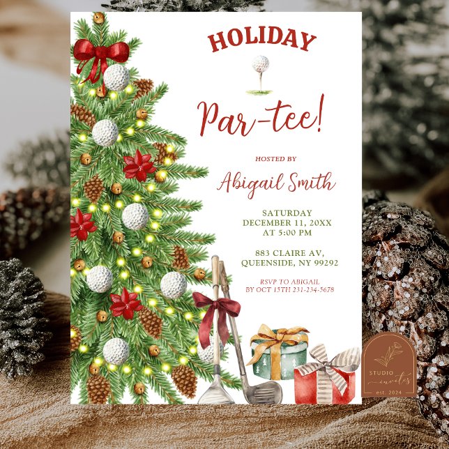Invitation Christmas Holiday Golf Partee (Créateur téléchargé)