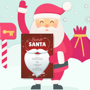 Invitation Christmas Holiday Secret Père Noël Red Cadeau Exch