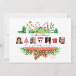 Invitation Christmas ICONS Photo Collage Wreath Moderne