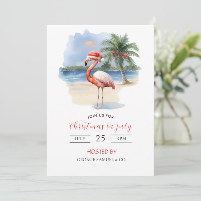Invitation Christmas in July Custom Company Name Logo & Text (Debout devant)