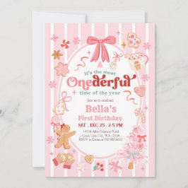Invitation Christmas Most Onederful Time 1st Birthday Invite