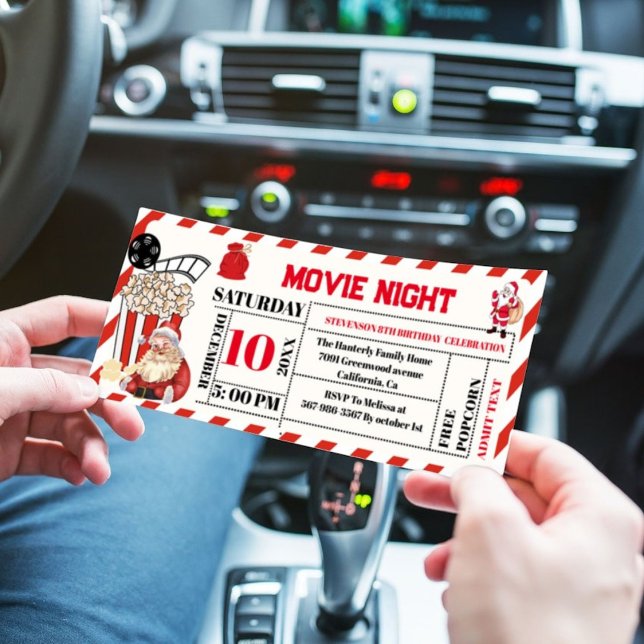 Invitation Christmas Movie Nuit Anniversaire Billet de fête I (Créateur téléchargé)