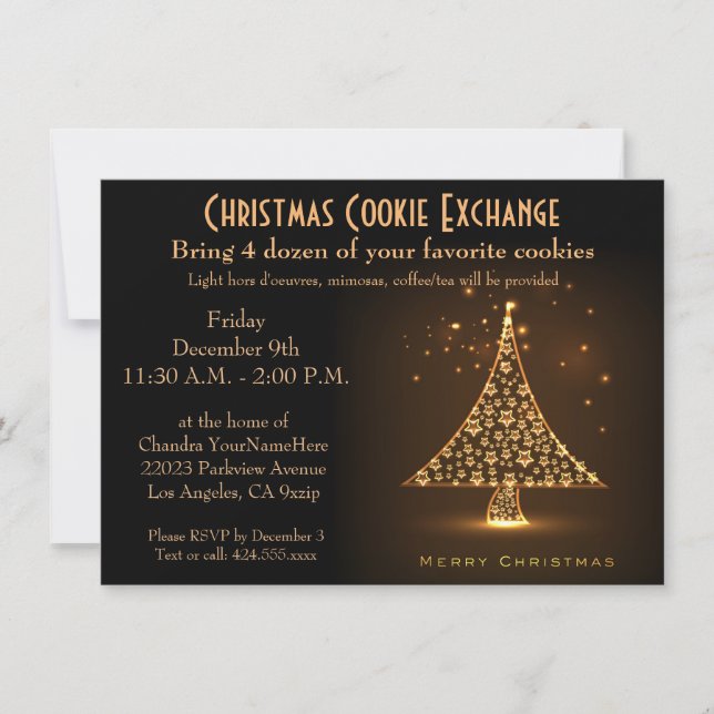 Invitation Christmas Party Modern Bronze (Devant)