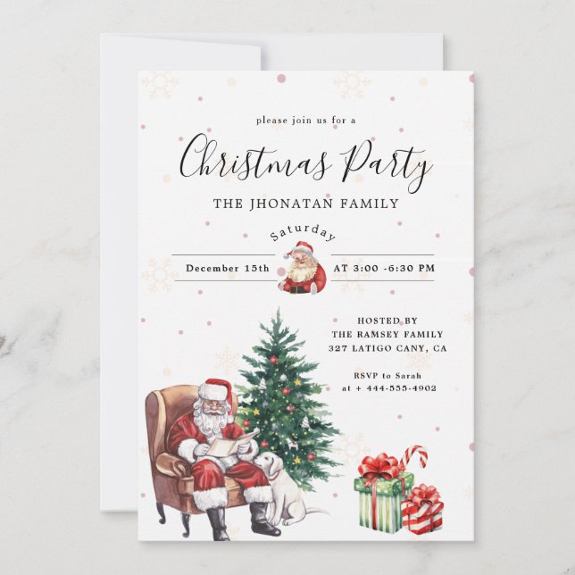 Invitation Christmas Party Winter Botanical (Devant)