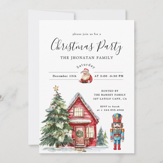 Invitation Christmas Party Winter Botanical (Devant)