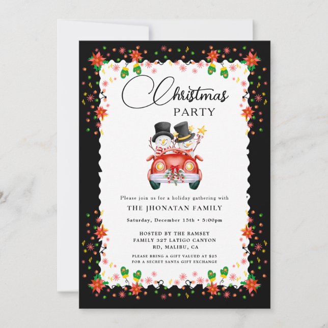 Invitation Christmas Party Winter Botanical (Devant)