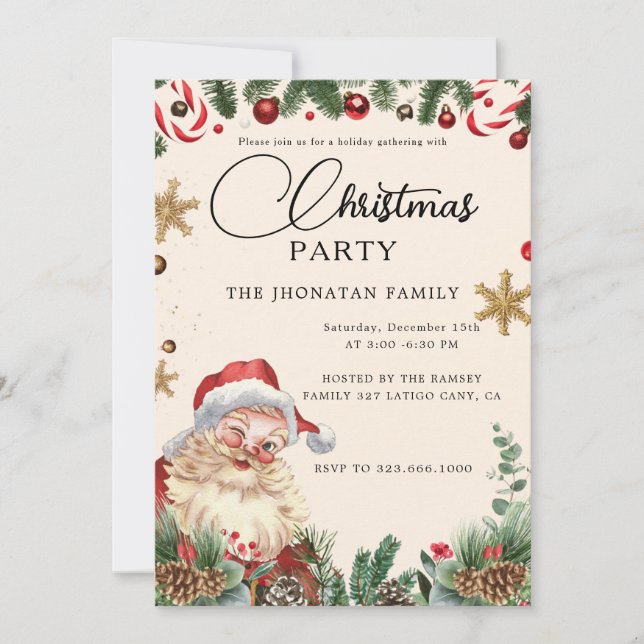 Invitation Christmas Party Winter Botanical (Devant)