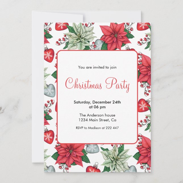 Invitation Christmas Poinsettia Patter (Devant)