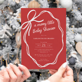 Invitation Christmas red coquette bows whimsical baby shower