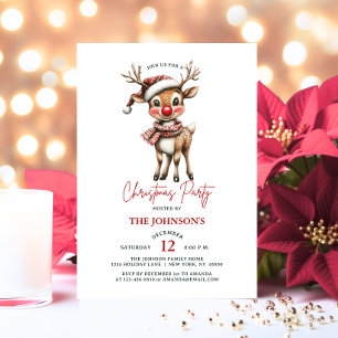 Invitation Christmas Reindeer Rudolph House Corporate Party