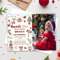Christmas Reindeer Sweet One 1st Birthday Photo