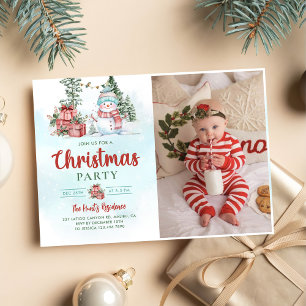 Invitation Christmas Snowman Fête Photo