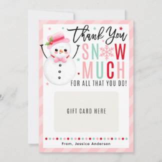 Invitation Christmas Teacher Thank You Pink Gift Card Holder