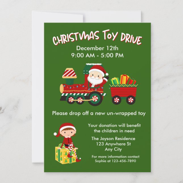 Invitation Christmas Toy Drive Famille ou Organisme de bienfa (Devant)