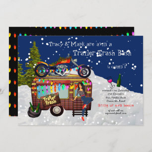 Invitation Christmas TRAILER WHITE TRASH BASH Fun Party