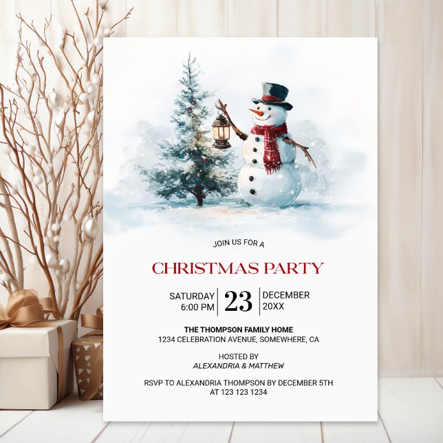 Invitation Christmas Tree and Snowman Christmas Party (Créateur téléchargé)