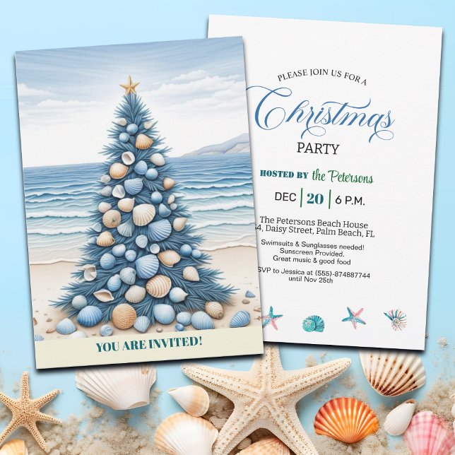 Invitation Christmas Tree Beach Christmas Party  (Créateur téléchargé)