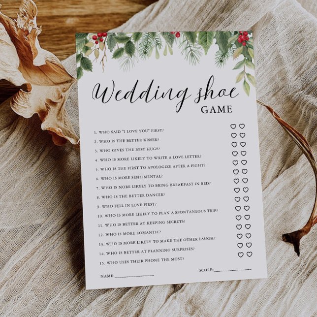 Invitation Christmas Wedding Shoe Game Template, Minimalist  (Christmas Wedding Shoe Game Template, Minimalist Invitation)