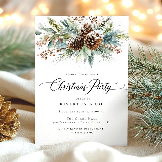 Invitation Christmas Winter Botanical Watercolor Party (Créateur téléchargé)