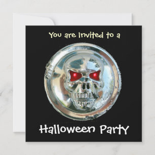 INVITATION CHROME SKULL HALLOWEEN PARTY