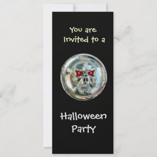 Invitation CHROME SKULL HALLOWEEN PARTY Ice Metallic