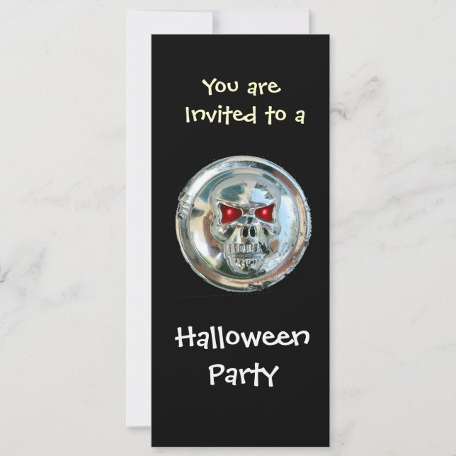 Invitation CHROME SKULL HALLOWEEN PARTY Silver Metallic (Devant)