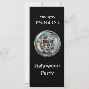 Invitation CHROME SKULL HALLOWEEN PARTY Silver Metallic