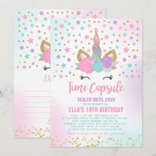 Invitation Chronologie de l'anniversaire de l'Unicorne, livre