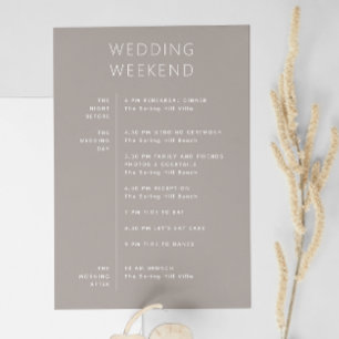 Invitation Chronologie de week-end Gris Taupe Chaud Bienven