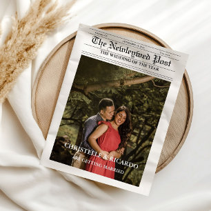 Invitation Chronologie du Mariage de journal et infographie d