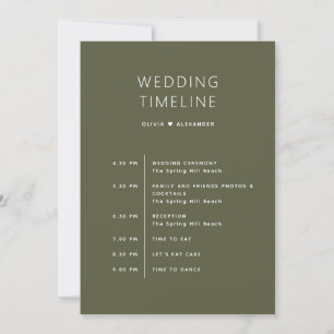 Invitation Chronologie vert olive apaisé Mariage boisé