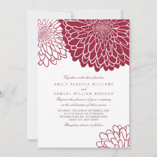 Invitation Chrysanthème de Bourgogne Simple Élégant 1 Mariage