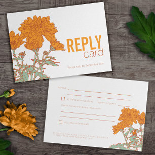 Invitation Chrysanthème de mariage orange automne mariage rsv