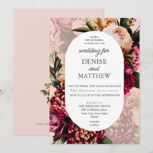Invitation Chrysanthème romantique sur Blush Rose Mariage