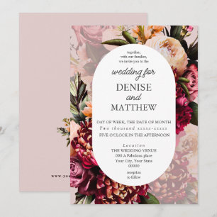 Invitation Chrysanthème romantique sur Mauve Chalk Mariage
