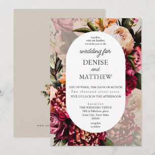 Invitation Chrysanthème romantiqueSur Mariage parfaitement pâ