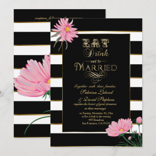Invitation Chrysanthème rose mariage Blancs noirs