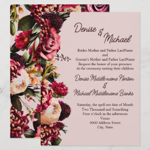 Invitation Chrysanthème sur craie mauve