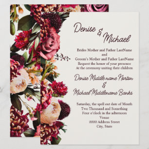 Invitation Chrysanthème sur le blanc de neige