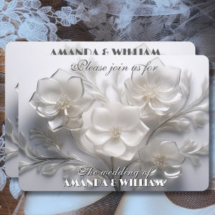 Invitation Chuchotements de Fleurs Blanches Mariage Délicat