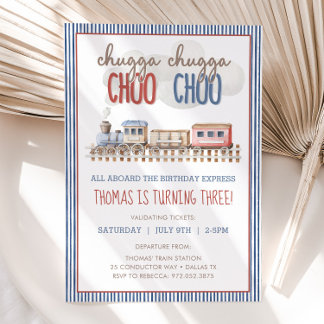 Invitation Chugga Chugga CHOO CHOO Train Anniversaire