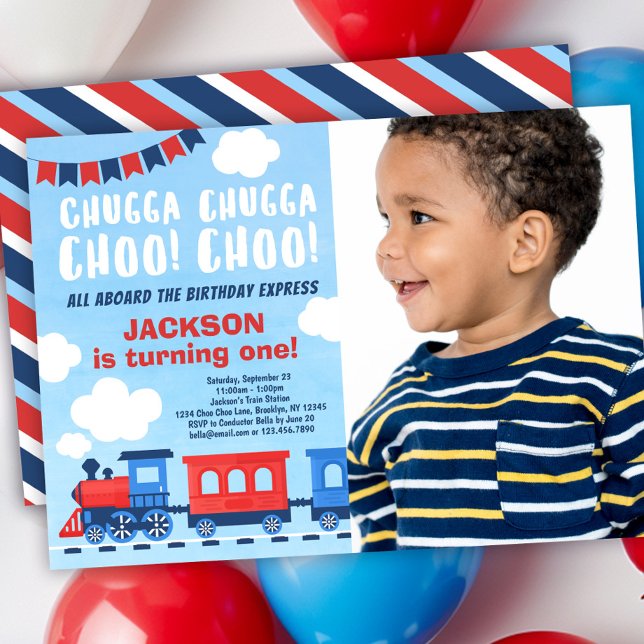 Invitation Chugga Chugga Choo Choo Train Anniversaire Photo (Créateur téléchargé)