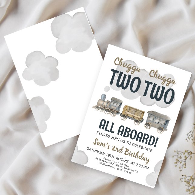 Invitation Chugga Chugga Deux Deux 2e Anniversaire (Créateur téléchargé)